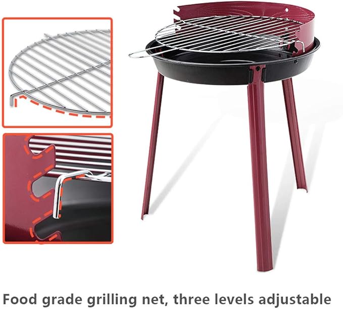 Portable Barbecue Charcoal Grill Stainless Steel Small Charcoal Grill Mini BBQ Tool Kits for Outdoor Cooking Camping Picnics Beach （Size: 38x49.5cm）
