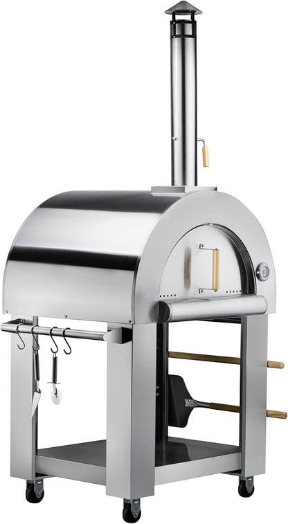 KoolMore 32 in. Outdoor Wood Fired Pizza Oven in Stainless-Steel (KM-OKS-WFPO)