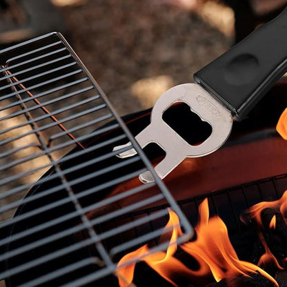 UKCOCO 2 Pcs Stainless Steel Grill Gripper and Hot Pan Lifter Tool - Anti-Scald Baking Tray Clip with Bottle Opener - Multi-Functional Kitchen Tongs for BBQ, Dish, Plate and Rack