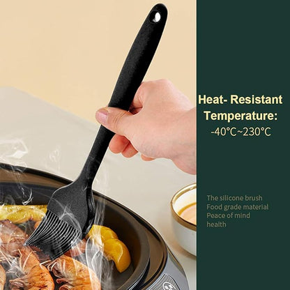 2 Pack Heat Resistant Silicone Basting Brush,Black Long Handle Pastry Brush for Grilling, Baking, BBQ and Cooking