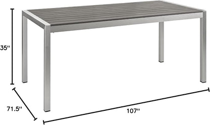 Modway Shore 5-Piece Aluminum Outdoor Patio Dining Table Set in Silver Black