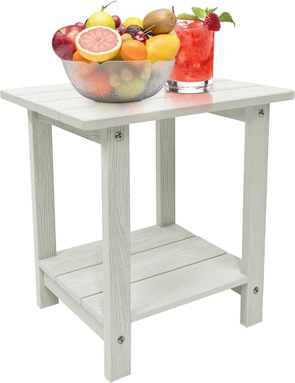Outdoor Side Table, Weather Resistant Double Small Adirondack Side Table, Outdoor Indoor End Table for Chair, 17" Patio Table for Pool, Deck and Porch, Black (Item2, White)