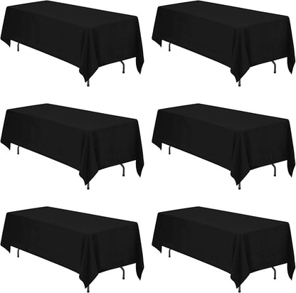 BRILLMAX 6 Pack Black Tablecloths 70x120 Inch for 6-8ft Rectangle Tables | 150 GSM Polyester Fabric, Universal Fit, Water, Stain & Wrinkle Resistant Cloth Cover for Wedding Reception Banquet Party