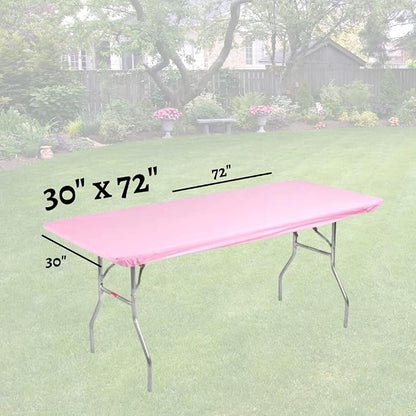 10 Pack of Rectangular Plastic Table Covers - 6' Foot (Table NOT Included) (Pink, 30" x 72" (6' ft))