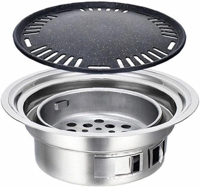 Charcoal Barbecue Grill Round Portable Household Camping Grill Stove with Barbecue Net,Outdoor Barbecue Tools, Baking tray