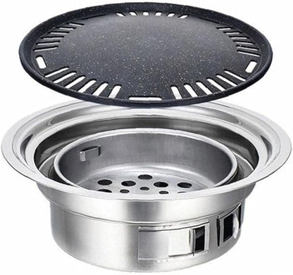 Charcoal Barbecue Grill Round Portable Household Camping Grill Stove with Barbecue Net,Outdoor Barbecue Tools, Baking tray