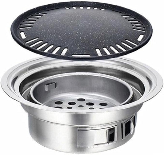 Charcoal Barbecue Grill Round Portable Household Camping Grill Stove with Barbecue Net,Outdoor Barbecue Tools, Baking tray