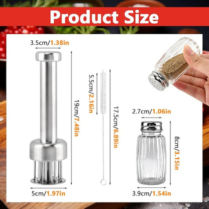 Meat Tenderizer Tool, Stainless Steel with 21 Sharp Needles & Retractable Safety Guard for Meat Piercing, Tenderizing Steak, Beef, Chicken, Pork, Dishwasher Safe