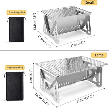 Mini Camp Grill, Portable Stainless Steel Grill, Portable Mini Grill for Outdoor Camping（Small）, Pe034-camp grill-small