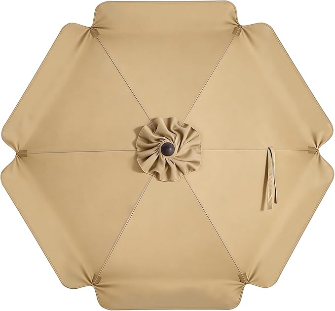 MASTERCANOPY Valance Patio Umbrella 7.5 ft Replacement Canopy for 6 Ribs-Khaki Canopy Only