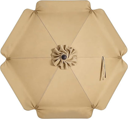 MASTERCANOPY Valance Patio Umbrella 7.5 ft Replacement Canopy for 6 Ribs-Khaki Canopy Only