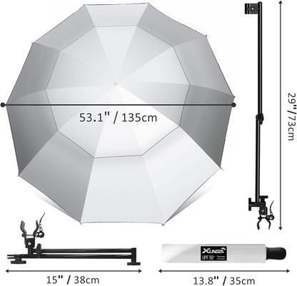 XLINGZA UPF 50+ Beach Umbrella with Adjustable Universal Clamp