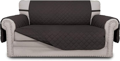 Easy-Going Reversible Loveseat Couch Cover for 2 Cushion Couch Sofa Cover for Dogs Water Resistant Furniture Protector with Foam Sticks Elastic Straps for Pet (Loveseat, Chocolate/Chocolate) | Loveseat Slipcover For Dogs, Water Resistant Furniture Mat,...