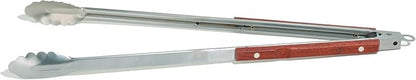 Outset QB22 Locking Stainless Steel Grill Tongs Extra Long 22", Rosewood Handles