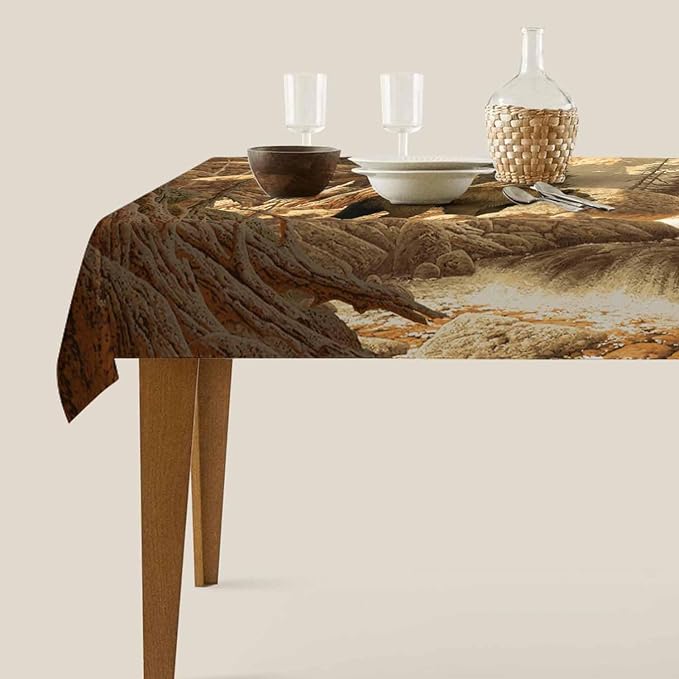 TKS MITLAN Grizzly Bear Tablecloth Decor Animal Bear Brook Canyon Mountain Table Cloth Dining Room Kitchen Table Cover 60" X 84" Oblong/Rectangle