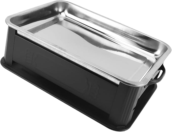 Fish Charcoal Alcohol Stove Stainless Steel Rectangular Grill for Commercial Use 2.2‑4.4lb Fish Pan for Home (Closed Black)