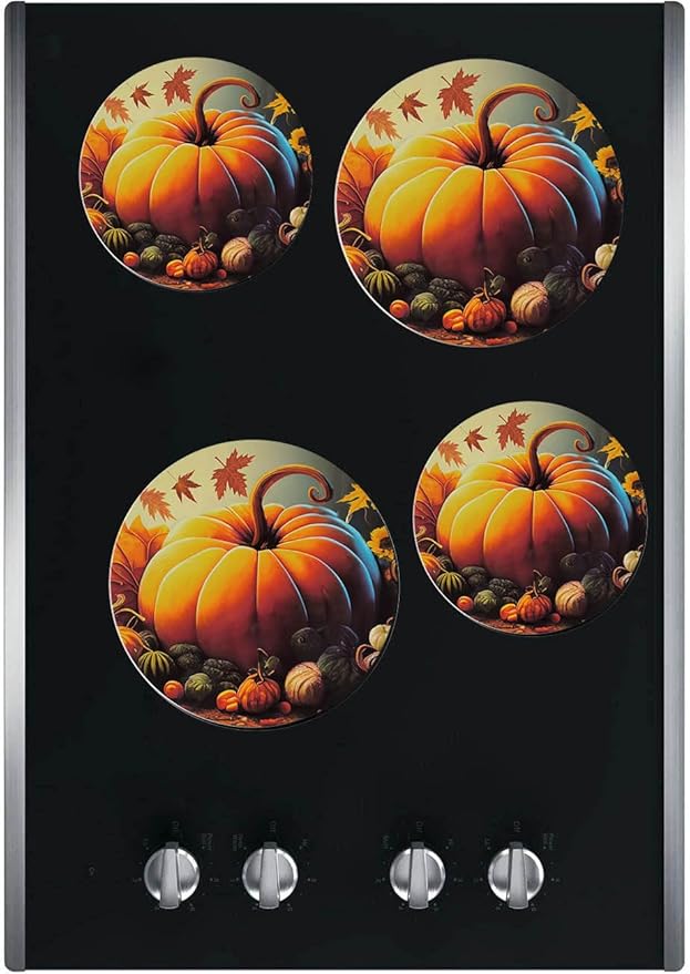 Ritadeshop Burner Covers for Electric Stove (Orange Pumpkin, Round D8/10‘’)