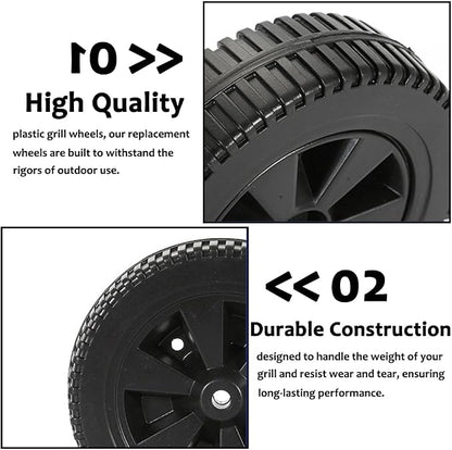 Grill Wheels Replacement Parts for BBQ, Charbroil, Rolling Dining Table - Garden Patio Kitchen Food Prep Cart Accessories, 2 Pcs (6 inch)