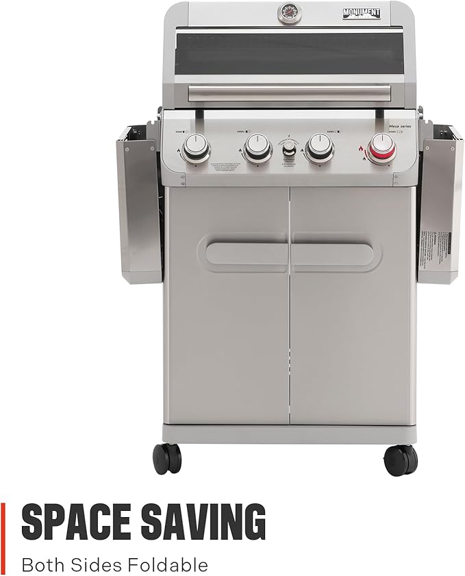 Monument Grills 4 Burner Propane Gas Grill, Stainless Steel Outdoor Patio Barbecue Grill, with Broil Zone Fast Heating, Knob Control, and Easy Cleanup, M410MBZ