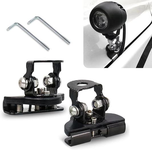 Pack-2 Car Grille Light Mount Base, Adjustable Metal Vehicle Roof Light Fixing Bracket, Universal Shock-Absorbing Automotive Hood Auxiliary Bracket Accessories for Truck SUV Car (Black)