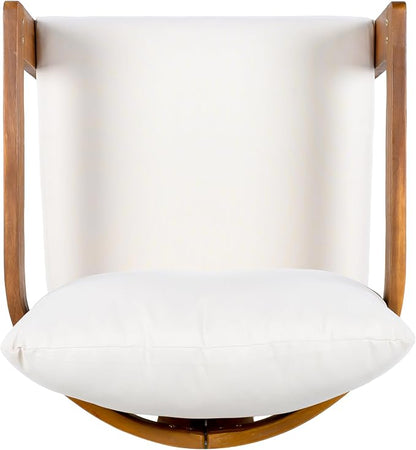 Christopher Knight Home Sylas Acacia Wood Lounge Chair Outdoor, Curved Tub Design Accent Chair with Weather Resistant Cushion, Comfy Low Profile Reading Seating for Garden/Backyard, Teak+ Beige