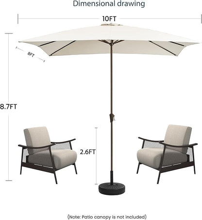 8x10FT Rectangular Patio Umbrella with Crank Lift for Garden,UV Protection Outdoor Umbrella for Deck,Pool and Yard,White