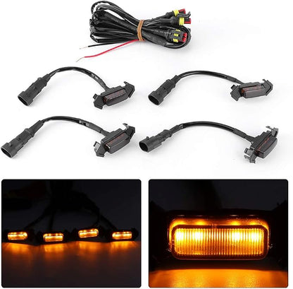 Grille Lights, 4pcs 12V Car LED Grille Light High Brightness Accessory Fit for Toyota 2016‑2020 (black shell yellow light)