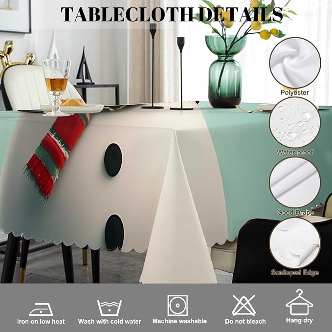 Swono Snowman Rectangular Tablecloth Christmas Snowman Glass Ball Colorful Washable Table Cloth Kitchen Dining Room Table Cover for Party Dinner 50x72 Inch Tablecloths