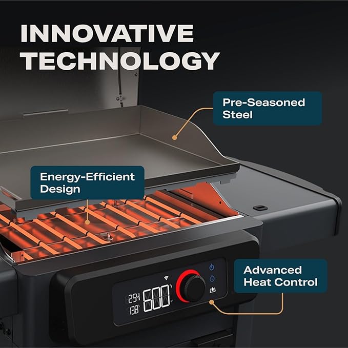 Current® Model G Griddle, Smart Electric Outdoor Flat Top BBQ Grill with 200°F to 600°F Range for Searing & Roasting, Digital Precision, Apartment-Friendly & Weather-Resistant, Moon Dust