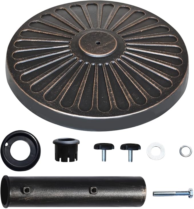 EliteShade USA 18" Patio Umbrella Base Stand, 30LBS Heavy Duty Cast Resin Rust-Free Outdoor Umbrella Holder with 2 Adjustable Knobs for Backyard, Deck, Lawn, Poolside Fits 1.5"-1.9" Poles, Bronze
