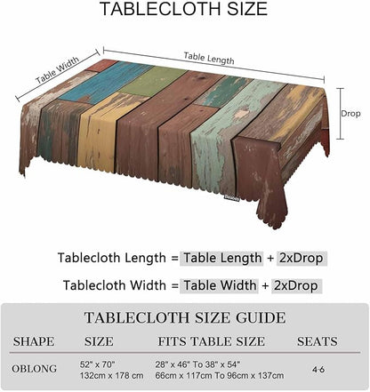 Tablecloth Grunge Wood, Retro Wooden Plank Brown Rectangular Table Cover Kitchen Table Cloth for Dining Hotel Canteen Coffee BBQ Parties Tabletop Decoration, 52x70 Inch