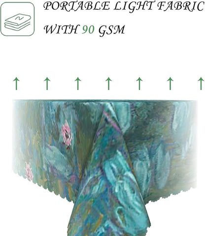 70x140 Inch Oil Painting Rectangle Tablecloth Monet Impressionist Art Water Lilies Series Table Cloth Washable Durable Table Cover for Dining Garden Atelier BBQ Home Decor