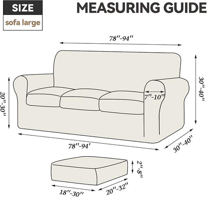 WEERRW 4 Pieces Couch Cover for Sofa Velvet Sofa Covers Washable, Navy Blue | Sofa Covers for 3 Cushion Couch Furniture Protector Sofa Slipcovers with Non Slip Elastic Bottom, Pet Friendly, Large