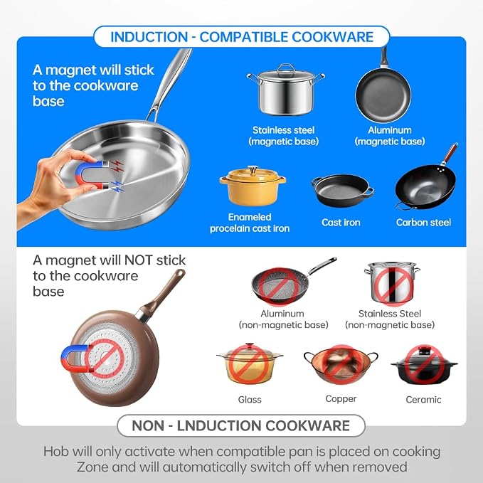 BOOROS Portable Induction Cooktop, 9.6" Heating Coil with 8" Core, 1800W | Induction Burner Countertop ,10 Temp Levels 175-520°F, 24H Timer & Preset, Overheat Protection for Commercial & Home Use