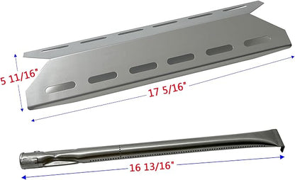 Parts Kit DG107 Replacement for Charmglow 720-0234,Nexgrill 720-0033,720-0234,720-0289 Grill Burner and Heat Plate -5pack (Stainless Steel Burner + Stainless Steel Heat Plate)