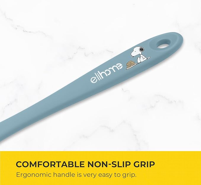 Elihome × Peanuts Silicone Basting Brush (8.75”) – Heat Resistant to 600°F, Food-Grade Platinum Silicone, Seamless 1-Piece Design, Non-Stick Safe, Dishwasher Safe,Teal Grey