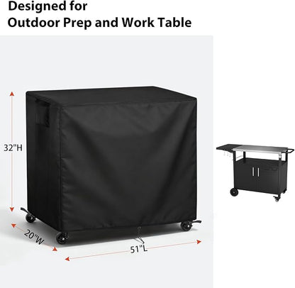 TheElves Patio Table Cover 51"x20"x32" for JY QAQA PET Grill Table Cart | Waterproof Dustproof Weather Protection Outdoor Table Cover for Prep Table, Side Table, Grill Cart, Bar Cabinet, Dining Table