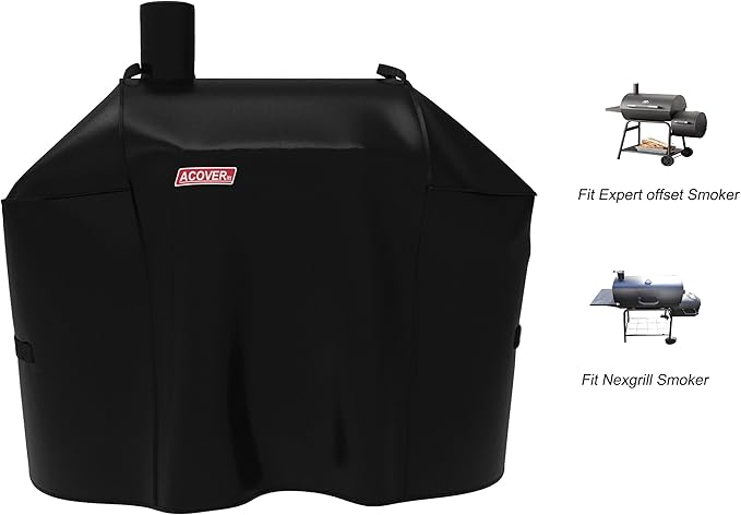 Offset Smoker Cover, Waterproof Grill Cover, 56.5 inch Black Fits Expert Grill