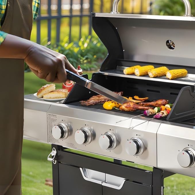 Endark Upgraded 51,000 BTU Gas Grill, 4 Burner BBQ Grill with Side Burner, Camping, Outdoor Cooking, Gatherings