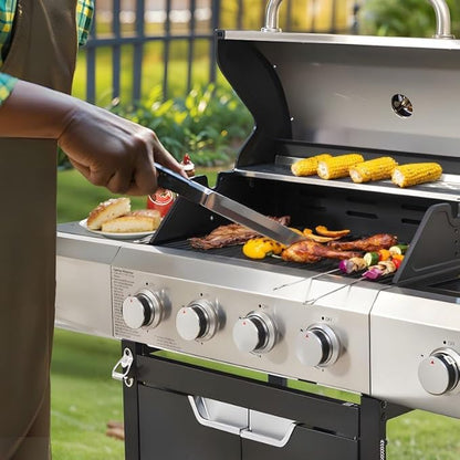 Endark 51,000 BTU 4-Burner Propane Gas Grill with Side Burner – Upgraded BBQ for Camping, Outdoor Cooking & Gatherings