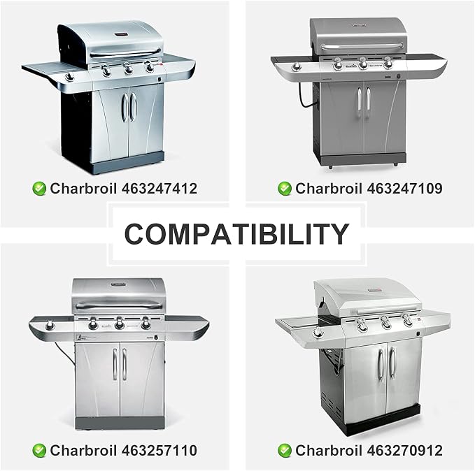 Grill Parts Kit Compatible with Charbroil 463257110 463247109 463247412 463270912 463270913 Gas Grill, Replacement Burners & Ignitors, Heat Tents & Carryover Tubes for Charbroil Grill Models