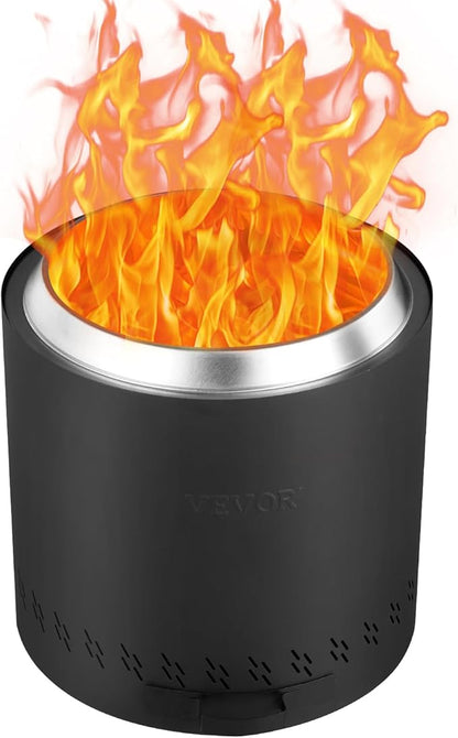 VEVOR 15.8 inch Smokeless Fire Pit Stove Bonfire, Wood Burning Fireplaces with Removable Ash Pan, SUS430 Stainless Steel Inner Portable Outdoor Firepit,for Outdoor Patio Camping High 15.4 inch