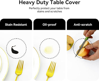 Romanstile 100% Waterproof Rectangle PVC Tablecloth, Oil Spill Proof Vinyl Table Cloth, Heavy Duty Wipe Clean Plastic Table Covers for Kitchen/Dining/Parties - 54 x 120 Inch, White