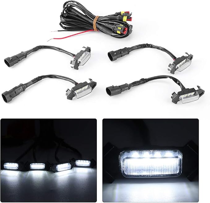 4PCS 12V Car LED Grille Light High Brightness Accessory ABS Material Black Lens White Light Yellow (White Case)