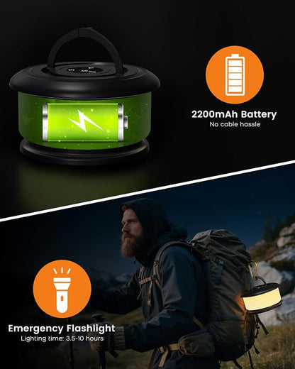 2-Pack Camping String Lights, Retractable 4 in 1 Camp Lights | 32.8FT Rechargeable Fairy Lamp Outdoor Waterproof, RGB Portable Hanging Lantern for Outside Tent Patio Awning RV Essentials