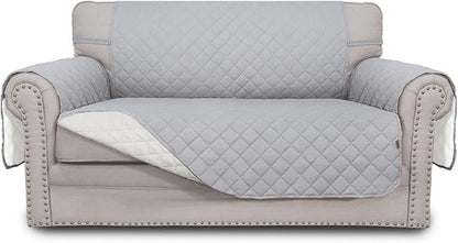 Easy-Going Reversible Couch Cover, 2 Cushion Sofa, Light Gray/Ivory | Loveseat Slipcover For Dogs, Water Resistant Furniture Mat, Living Room, Non-Slip Sofa Cover, Pet Friendly