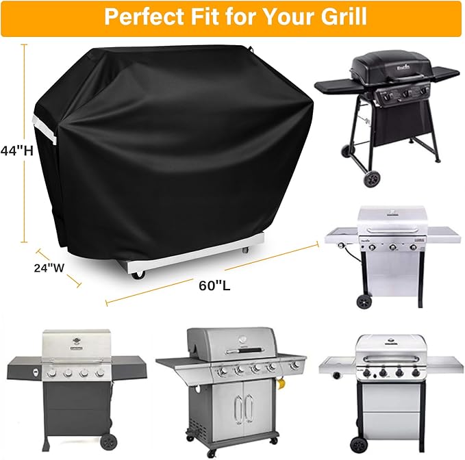 Hisencn 60 Inch Gas Grill Cover for 3 to 5 Burner, Heavy Duty Waterproof BBQ Cover for Nexgrill 720-0830H 720-0888S 720-0888N, Dyna Glo DGF493PNP-D, for Weber, Char Broil, Nexgrill, Jenn Air and More