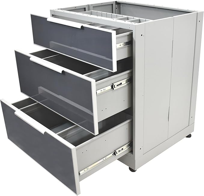 Blue Sky Outdoor Living ,OKC3024GDR3DG, 3-Drawer Outdoor Kitchen Cabinet – Heavy-Duty Storage – Weather-Resistant Modular Base for Patios and BBQ Islands – Slate Gray