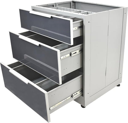 Blue Sky Outdoor Living ,OKC3024GDR3DG, 3-Drawer Outdoor Kitchen Cabinet – Heavy-Duty Storage – Weather-Resistant Modular Base for Patios and BBQ Islands – Slate Gray