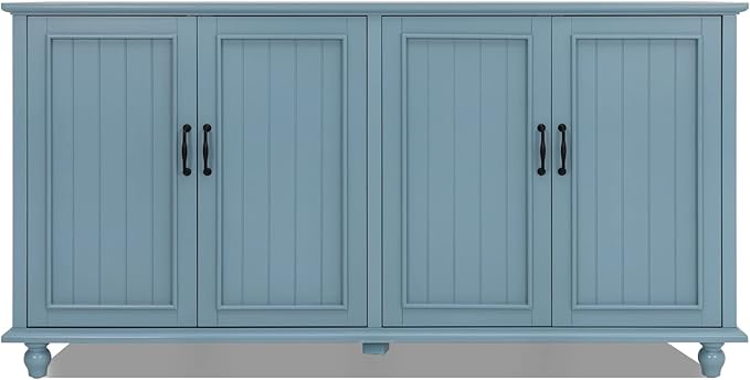 Scurrty Buffet Cabinet with Storage, 62'' Coffee Bar in Kitchen, Buffet with 4 Doors,Sideboard Buffet Cabinet for Dinning Room, Kitchen & Living Room (4 Doors, Blue)